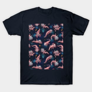 Space Axolotl Pattern T-Shirt